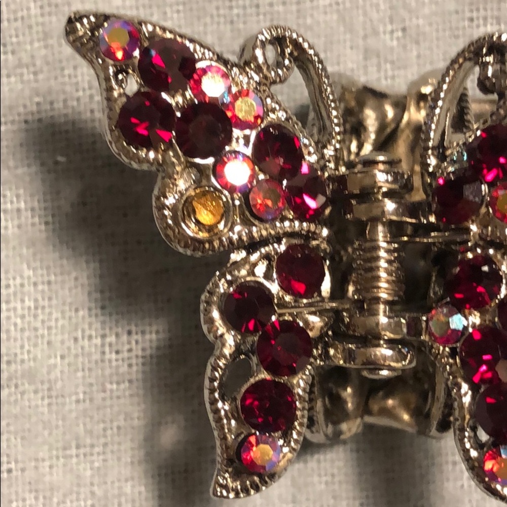 Sparkly Red Rhinestone Butterfly Clip - Picture 3 of 8